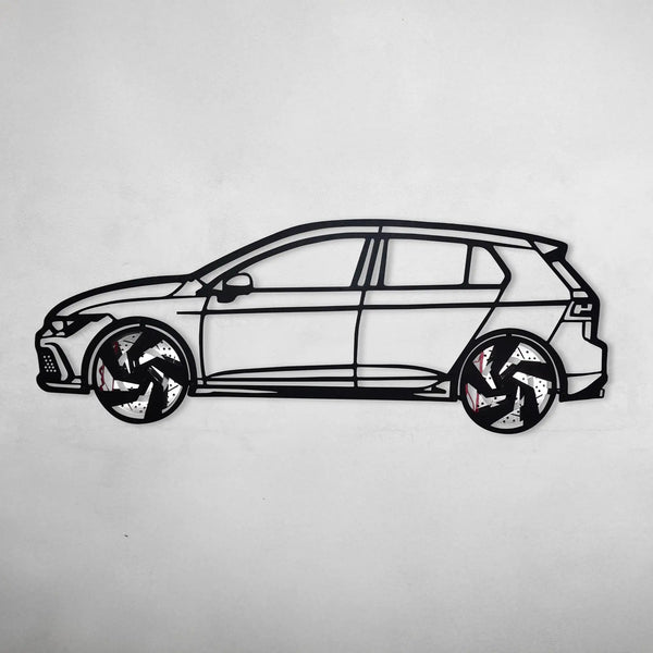 2022 Volkswagen Golf GTI Wall Art – Steel Silhouette with Spinning Wheels-KAFMEKA010