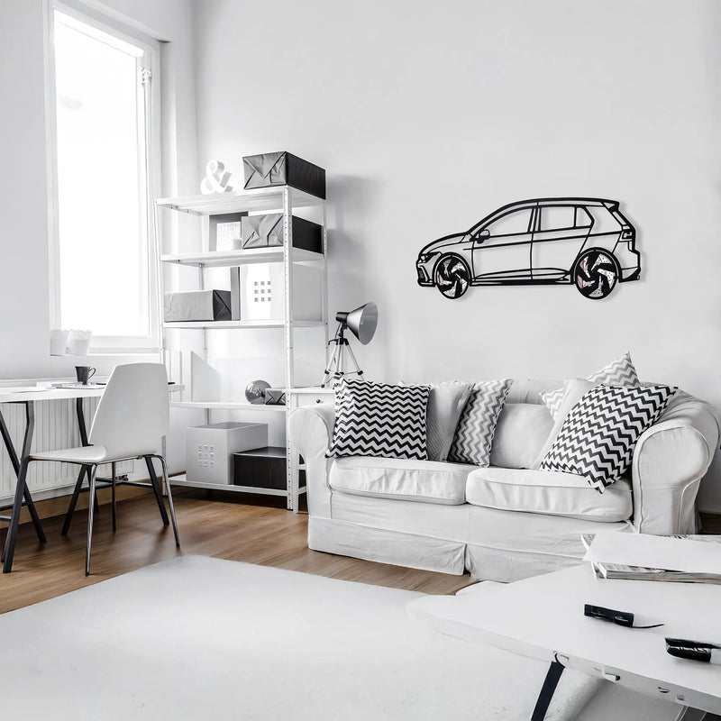 2022 Volkswagen Golf GTI Wall Art – Steel Silhouette with Spinning Wheels-KAFMEKA010 by Enova Art