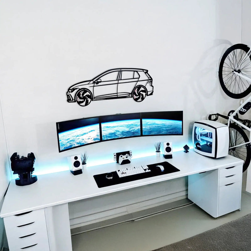2022 Volkswagen Golf GTI Wall Art – Steel Silhouette with Spinning Wheels-KAFMEKA010 by Enova Art