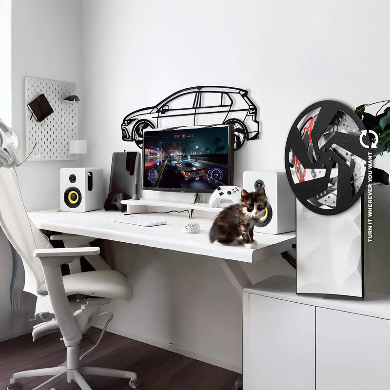 2022 Volkswagen Golf GTI Wall Art – Steel Silhouette with Spinning Wheels-KAFMEKA010 by Enova Art