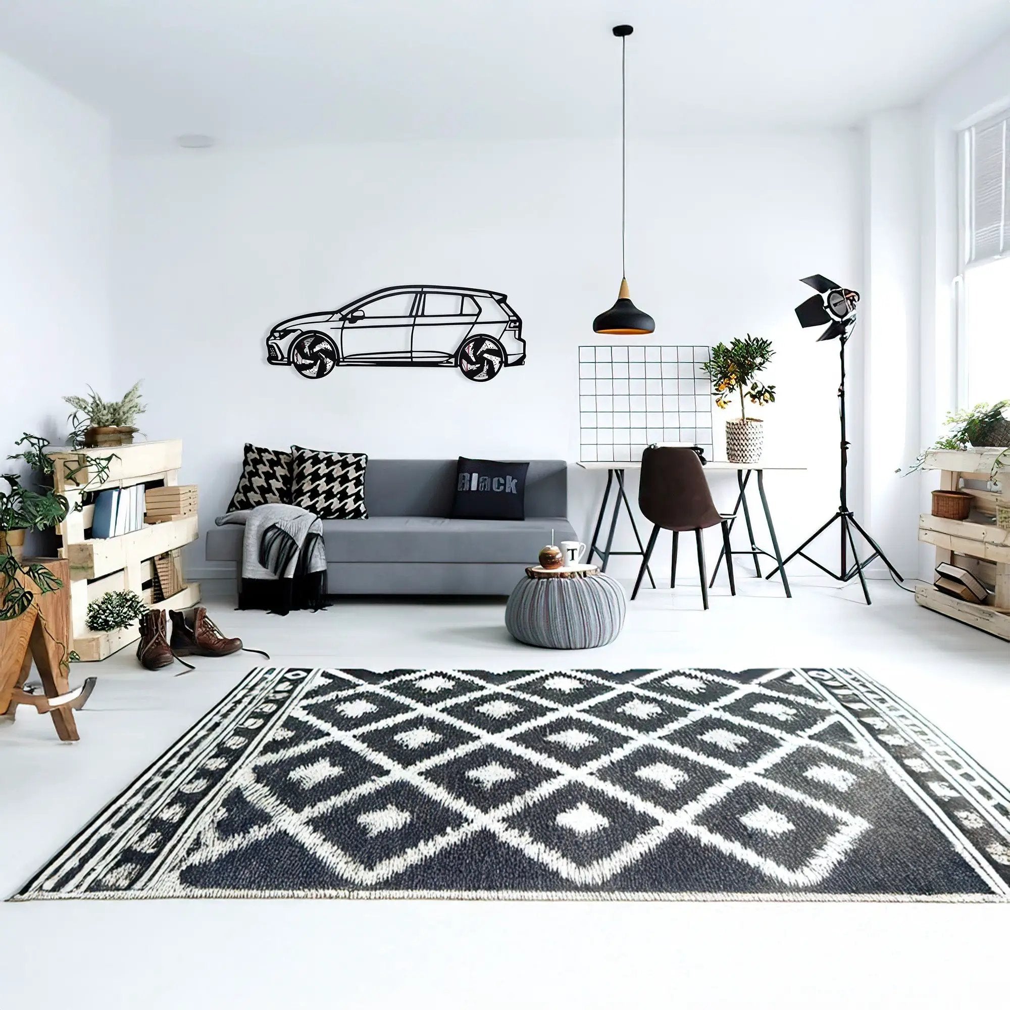 2022 Volkswagen Golf GTI Wall Art – Steel Silhouette with Spinning Wheels-KAFMEKA010 by Enova Art