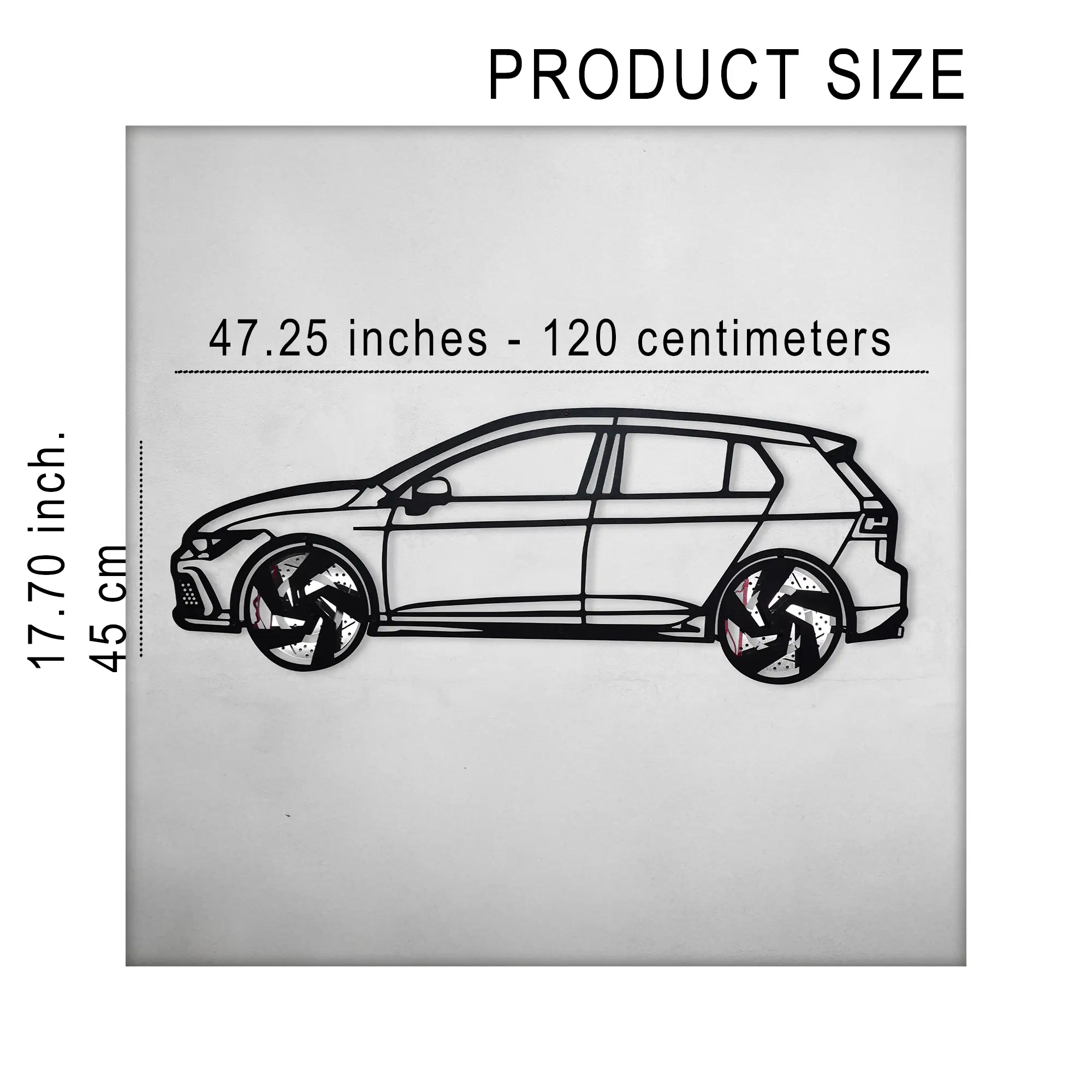 2022 Volkswagen Golf GTI Wall Art – Steel Silhouette with Spinning Wheels-KAFMEKA010 by Enova Art