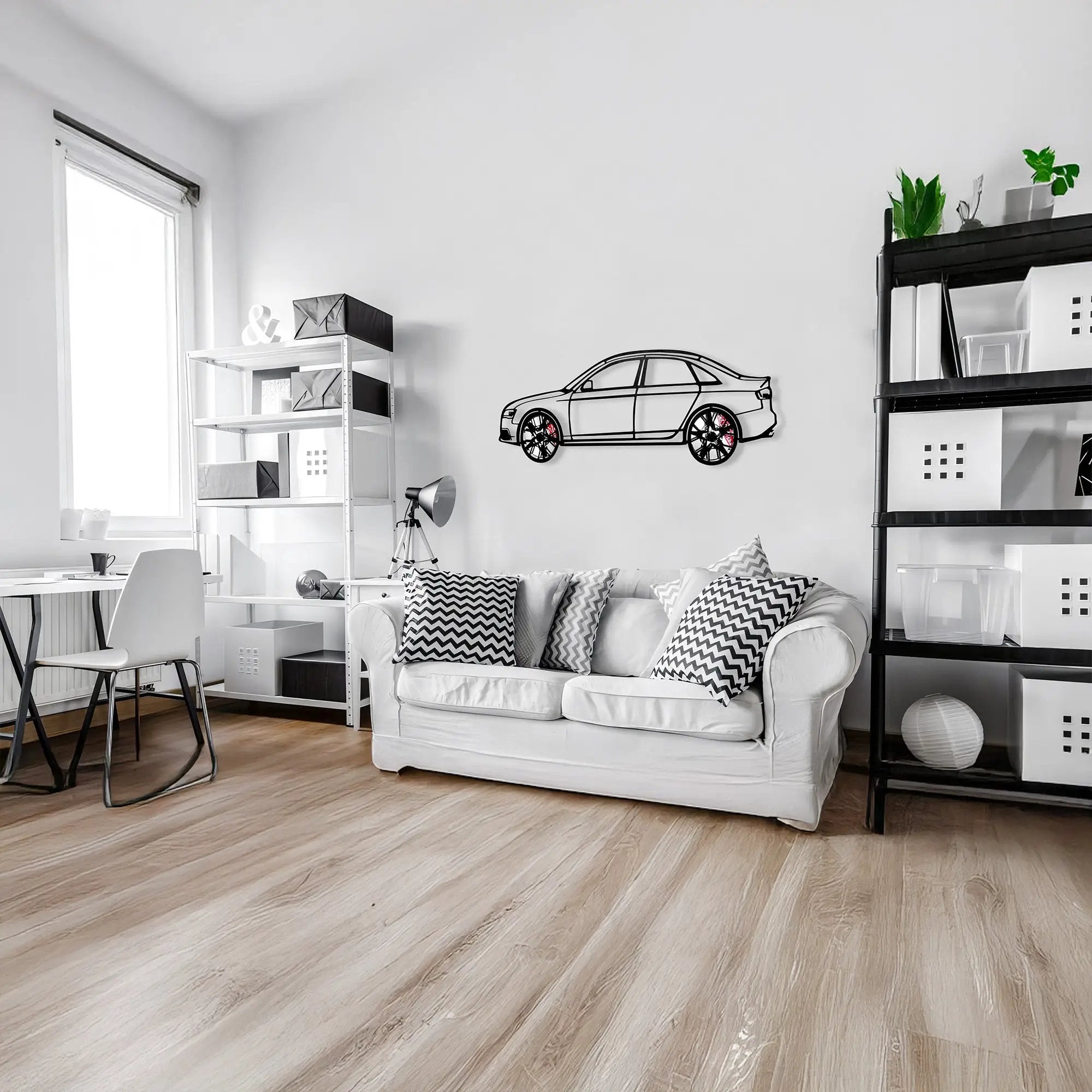 Audi S4 Wall Art – Steel Silhouette with Spinning Wheels -KAFMEKA011 by Enova Art