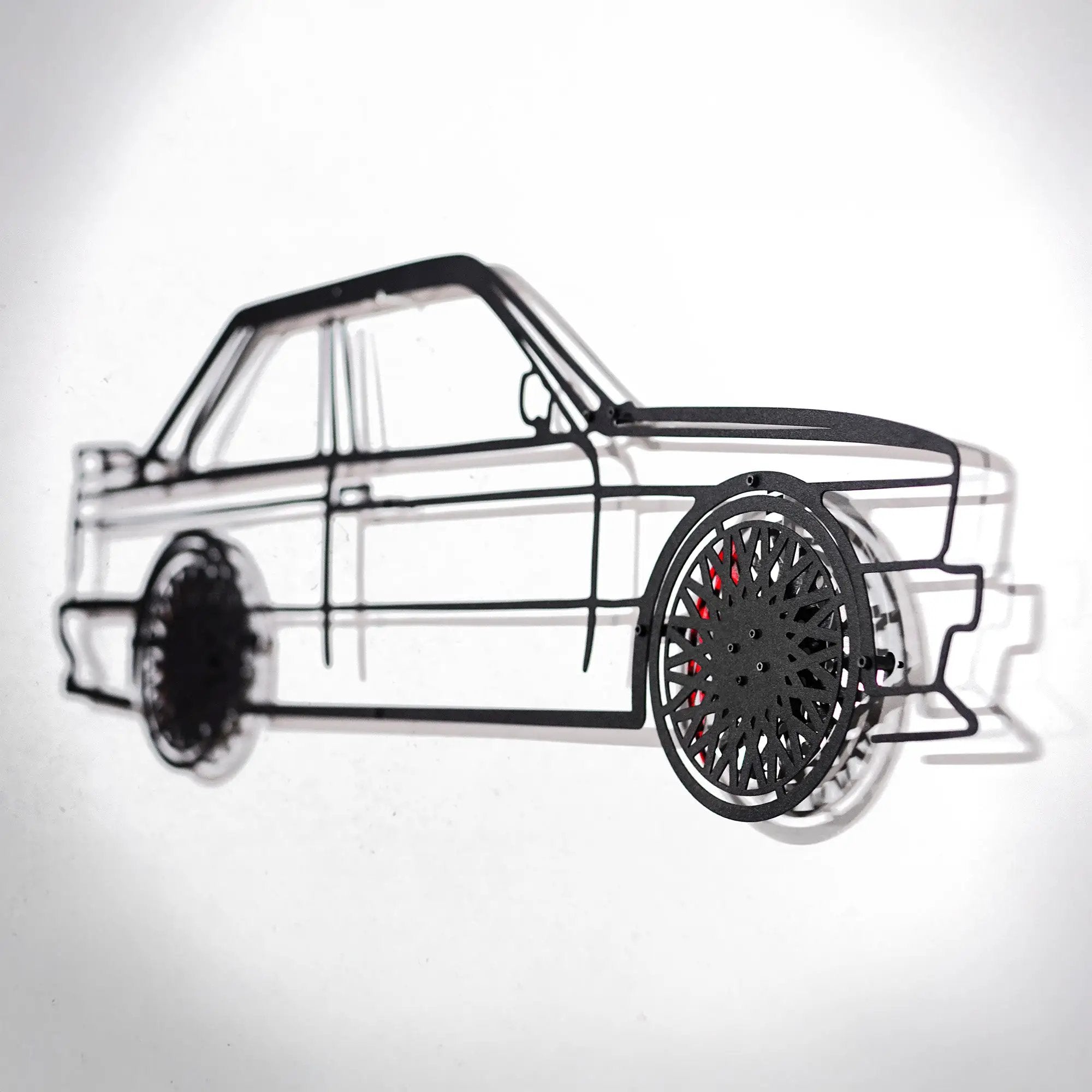 BMW E30 M3 Wall Art – Classic Steel Silhouette with Spinning Wheels -KAFMEKA013 by Enova Art
