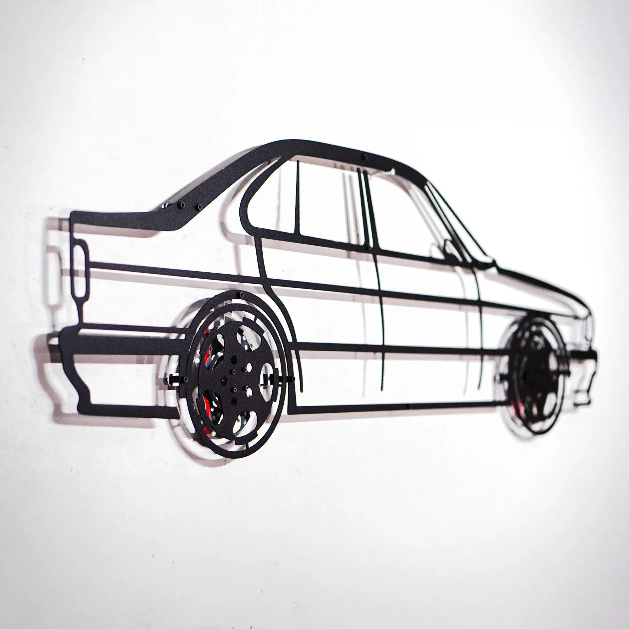 BMW E34 M5 Wall Art – Classic Steel Silhouette with Spinning Wheels-KAFMEKA014 by Enova Art