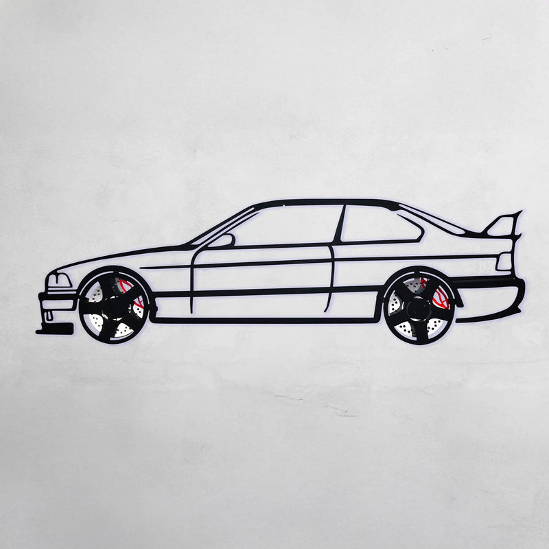 BMW E36 M3 Wall Art – Classic Steel Silhouette with Spinning Wheels-KAFMEKA015 by Enova Art