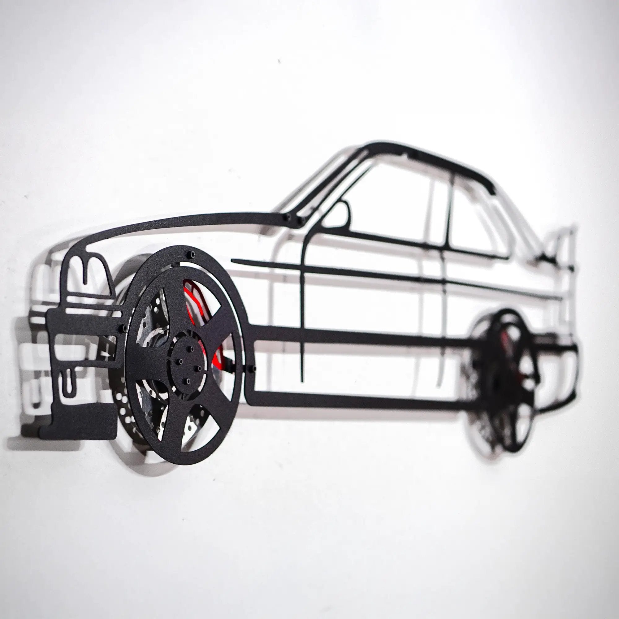 BMW E36 M3 Wall Art – Classic Steel Silhouette with Spinning Wheels-KAFMEKA015 by Enova Art