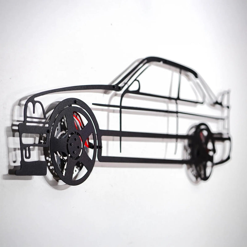 BMW E36 M3 Wall Art – Classic Steel Silhouette with Spinning Wheels-KAFMEKA015 by Enova Art