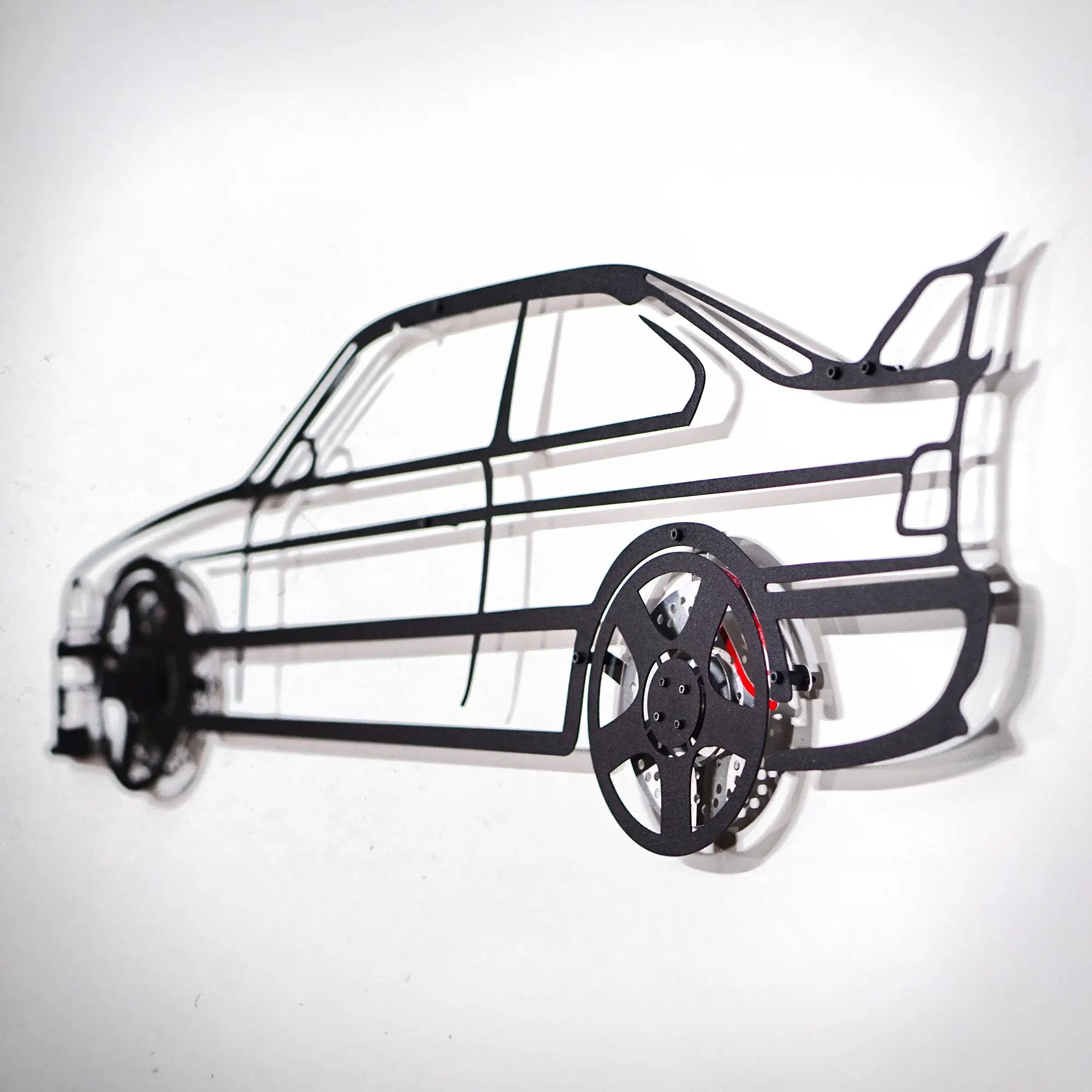 BMW E36 M3 Wall Art – Classic Steel Silhouette with Spinning Wheels-KAFMEKA015 by Enova Art