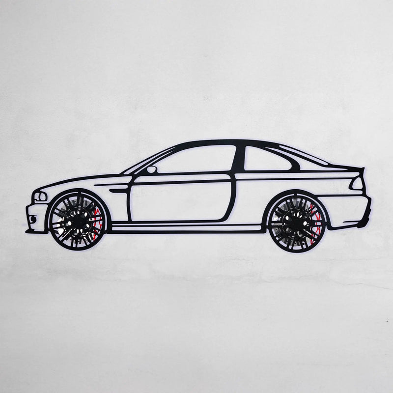 BMW E46 M3 Wall Art – Steel Silhouette with Spinning Wheels-KAFMEKA016 by Enova Art
