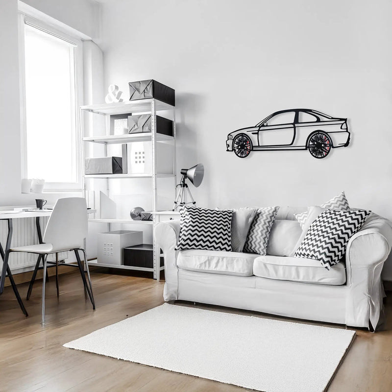BMW E46 M3 Wall Art – Steel Silhouette with Spinning Wheels-KAFMEKA016 by Enova Art