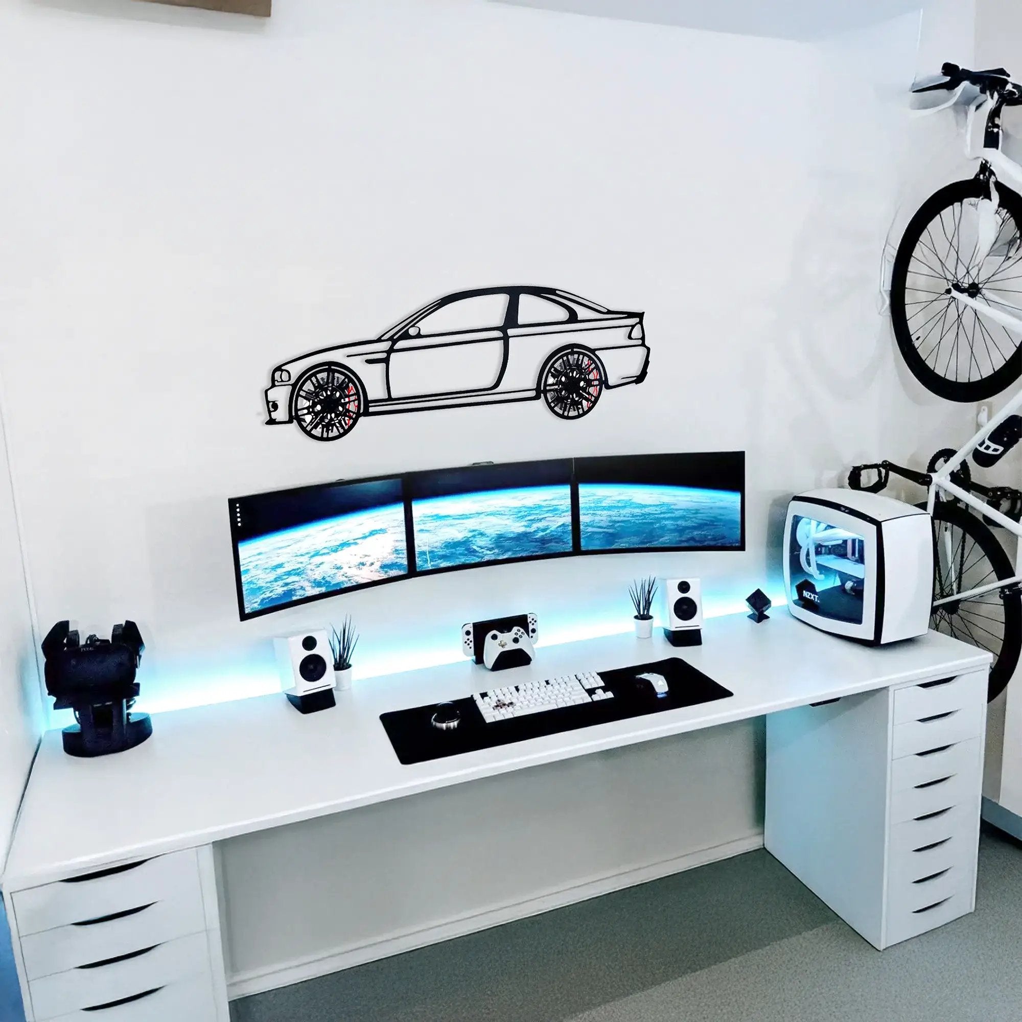 BMW E46 M3 Wall Art – Steel Silhouette with Spinning Wheels-KAFMEKA016 by Enova Art