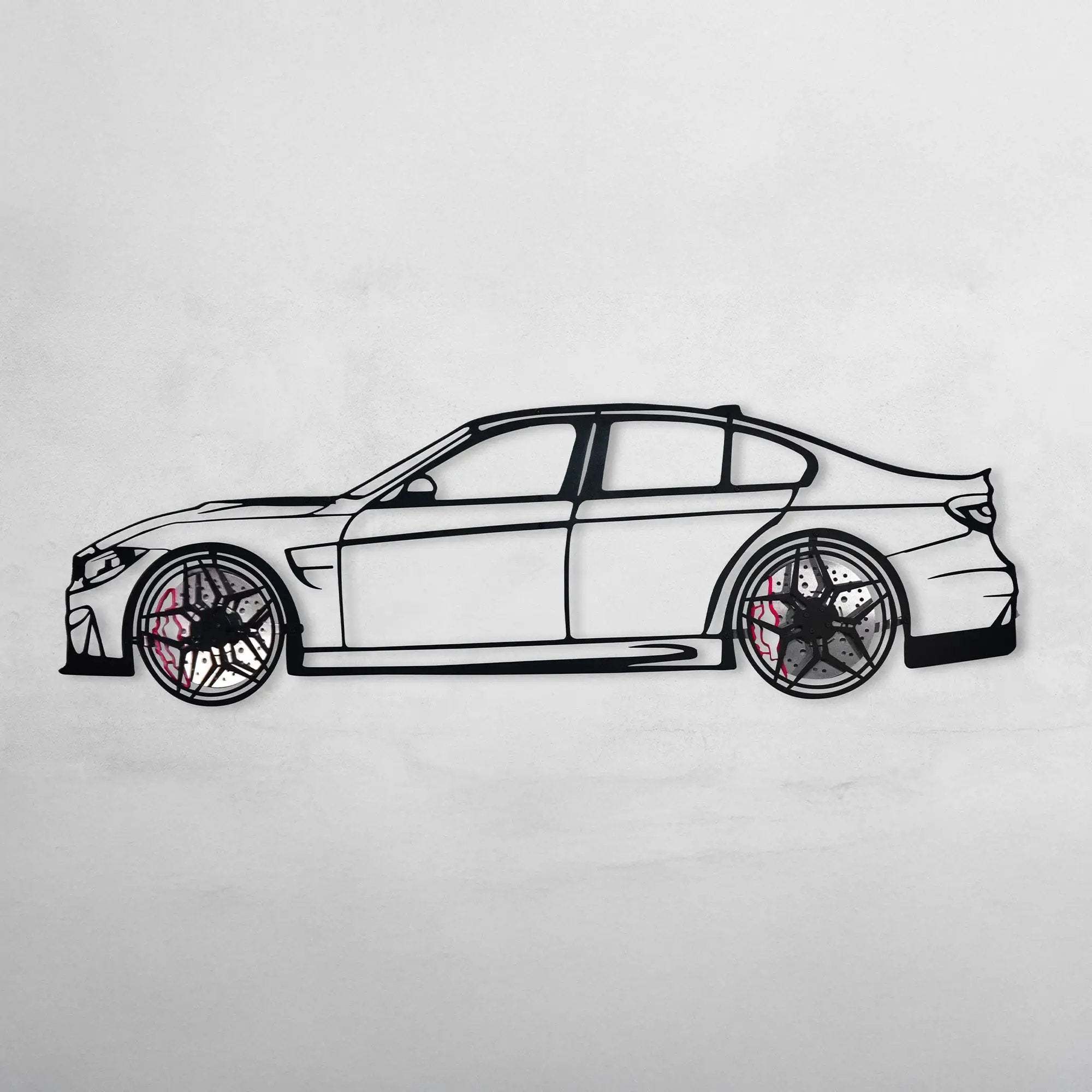 BMW M3 Wall Art – F80 Steel Silhouette with Spinning Wheels-KAFMEKA017 by Enova Art
