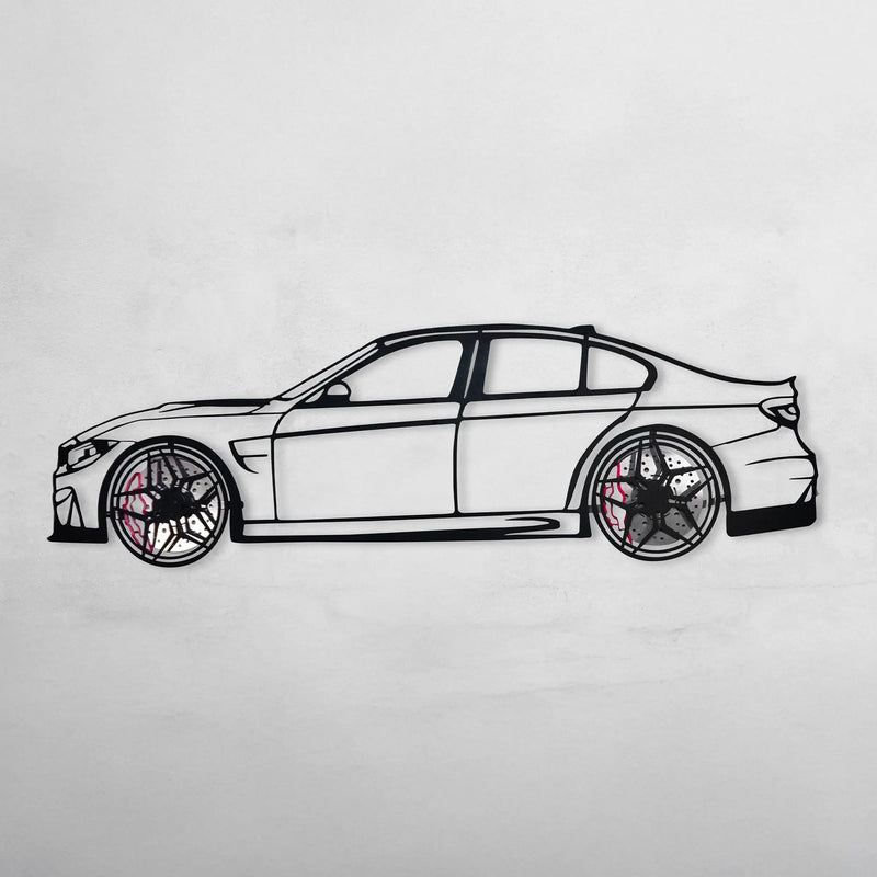 BMW M3 Wall Art – F80 Steel Silhouette with Spinning Wheels-KAFMEKA017 by Enova Art