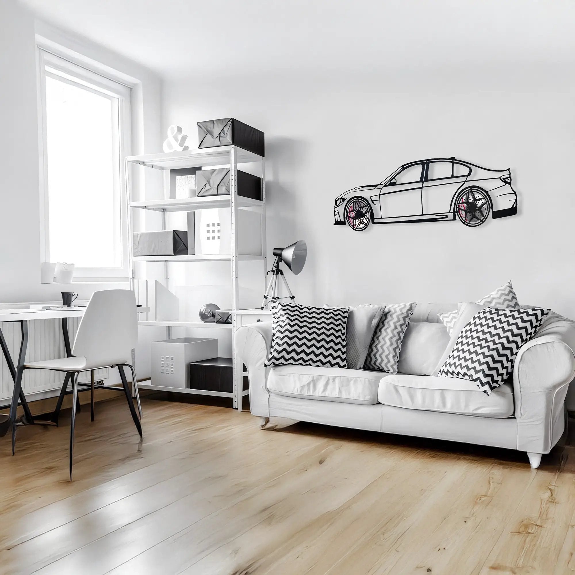 BMW M3 Wall Art – F80 Steel Silhouette with Spinning Wheels-KAFMEKA017 by Enova Art