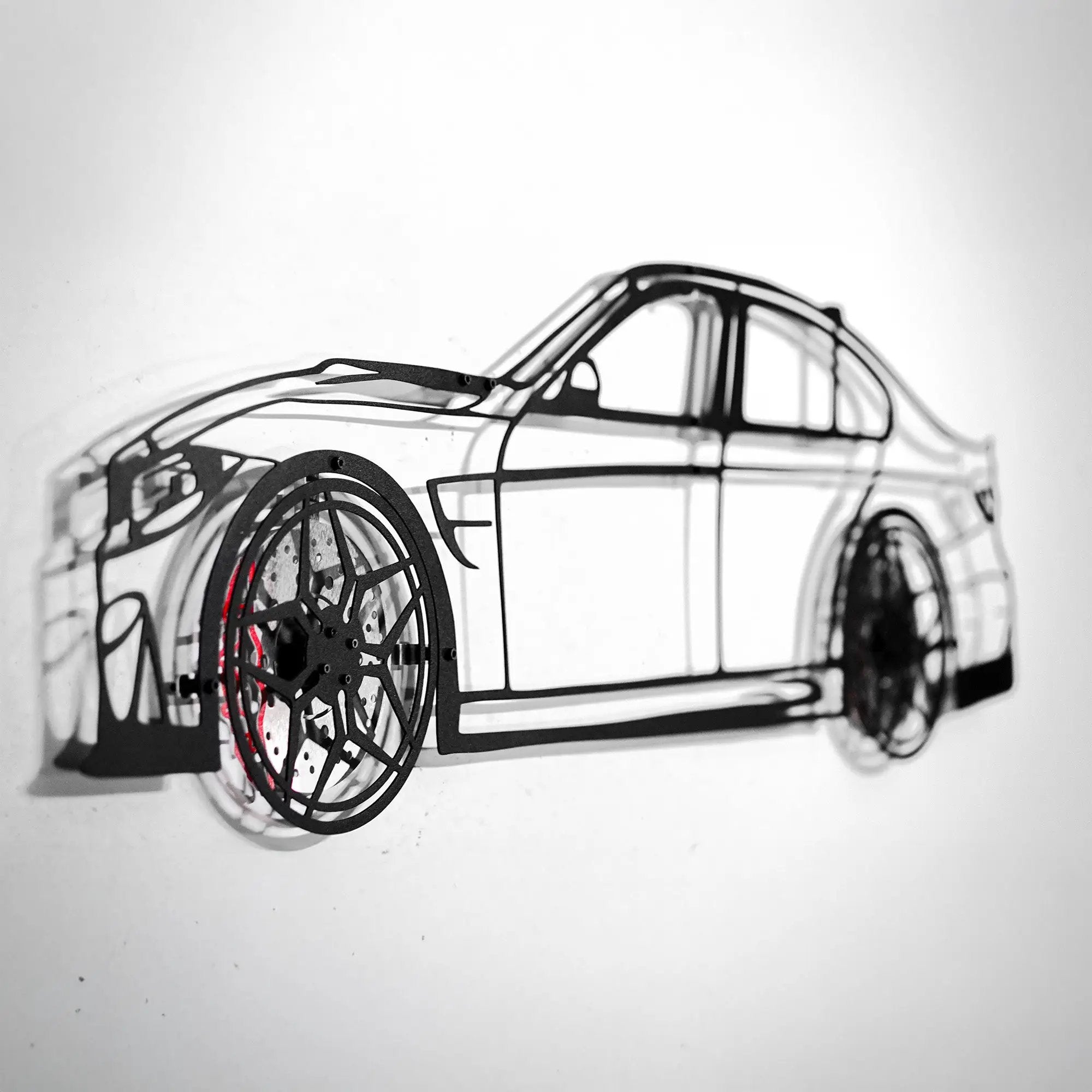 BMW M3 Wall Art – F80 Steel Silhouette with Spinning Wheels-KAFMEKA017 by Enova Art