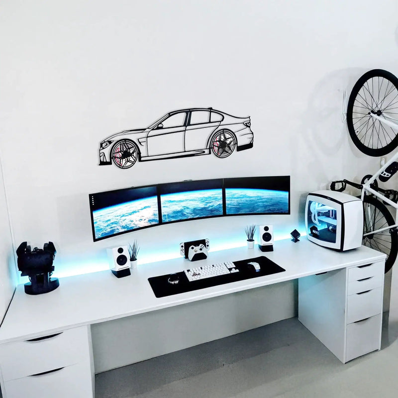BMW M3 Wall Art – F80 Steel Silhouette with Spinning Wheels-KAFMEKA017 by Enova Art