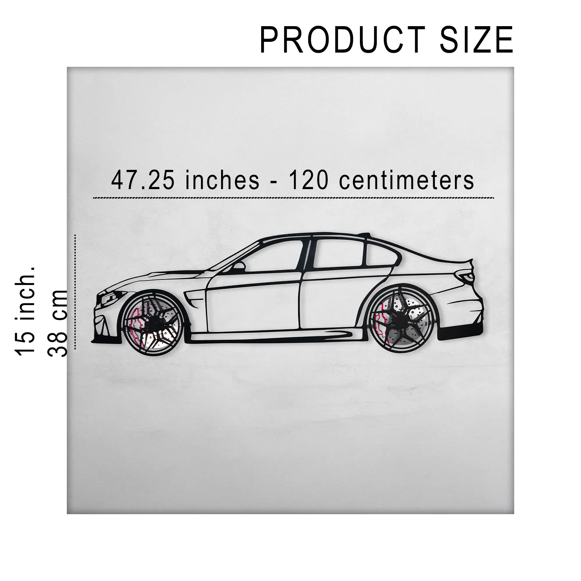 BMW M3 Wall Art – F80 Steel Silhouette with Spinning Wheels-KAFMEKA017 by Enova Art