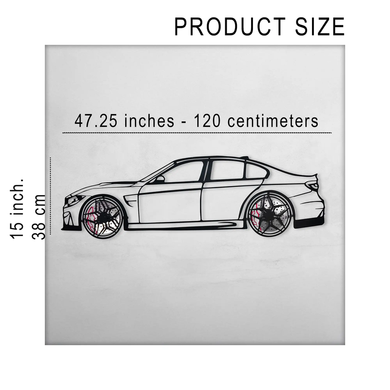 BMW M3 Wall Art – F80 Steel Silhouette with Spinning Wheels-KAFMEKA017 by Enova Art