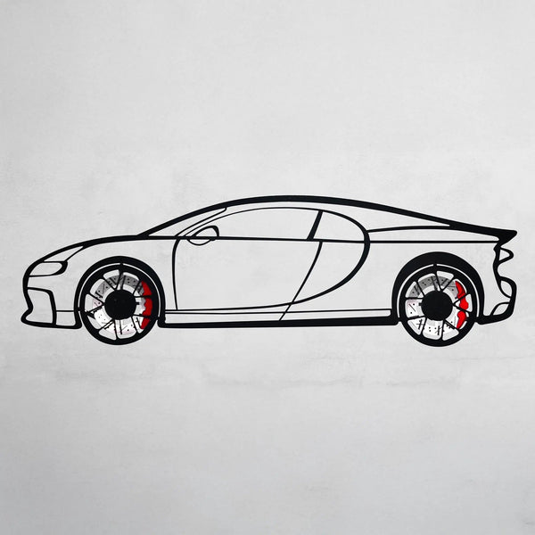 Bugatti Wall Art – Luxury Steel Silhouette with Spinning Wheels-KAFMEKA018