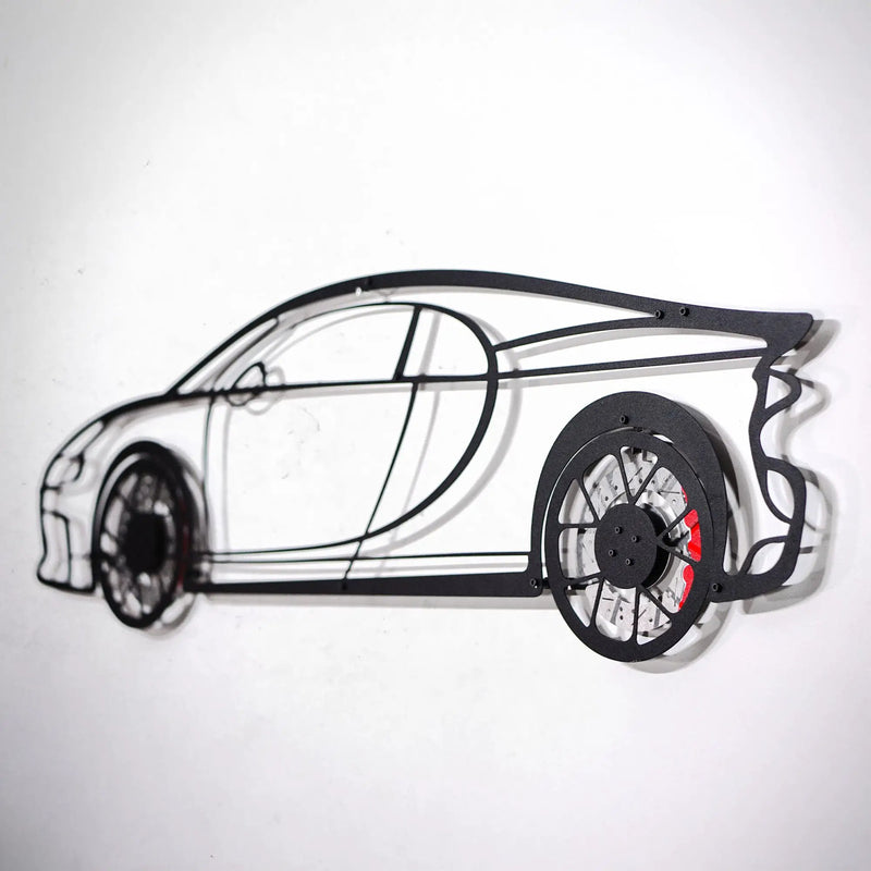 Bugatti Wall Art – Luxury Steel Silhouette with Spinning Wheels-KAFMEKA018 by Enova Art