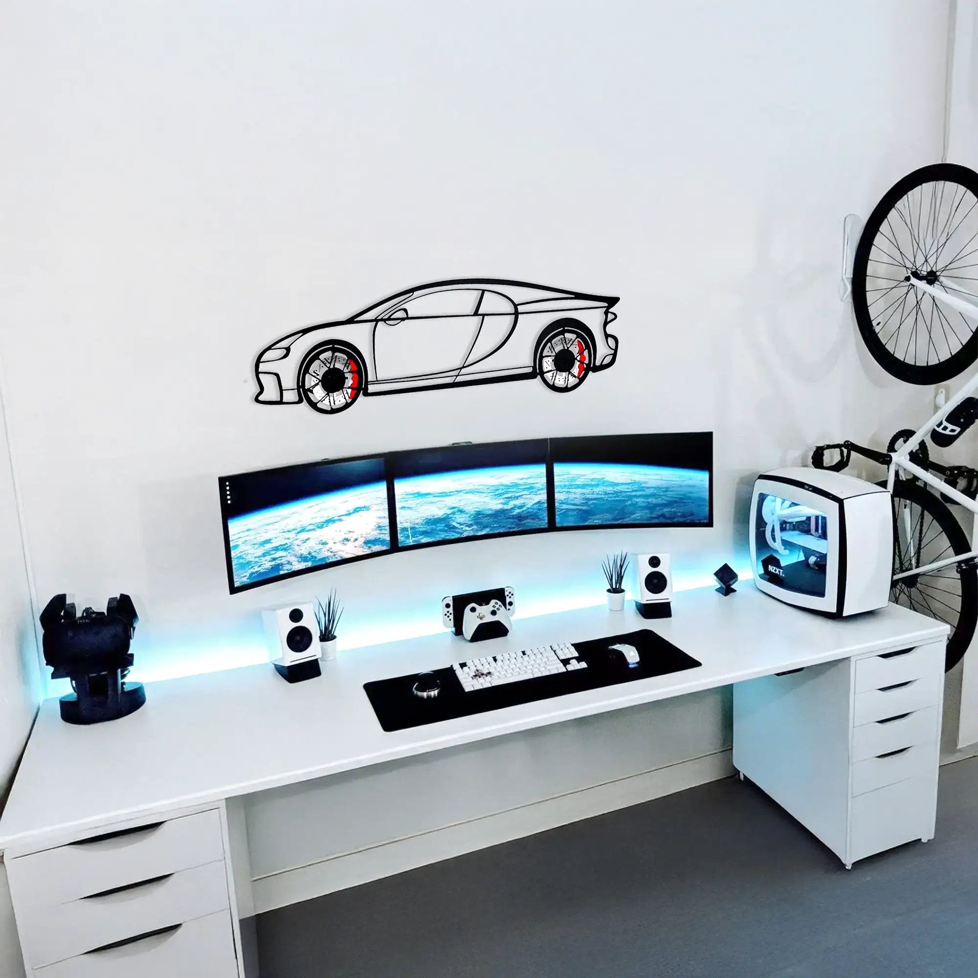 Bugatti Wall Art – Luxury Steel Silhouette with Spinning Wheels-KAFMEKA018 by Enova Art