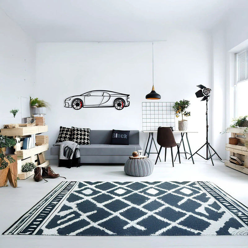 Bugatti Wall Art – Luxury Steel Silhouette with Spinning Wheels-KAFMEKA018 by Enova Art