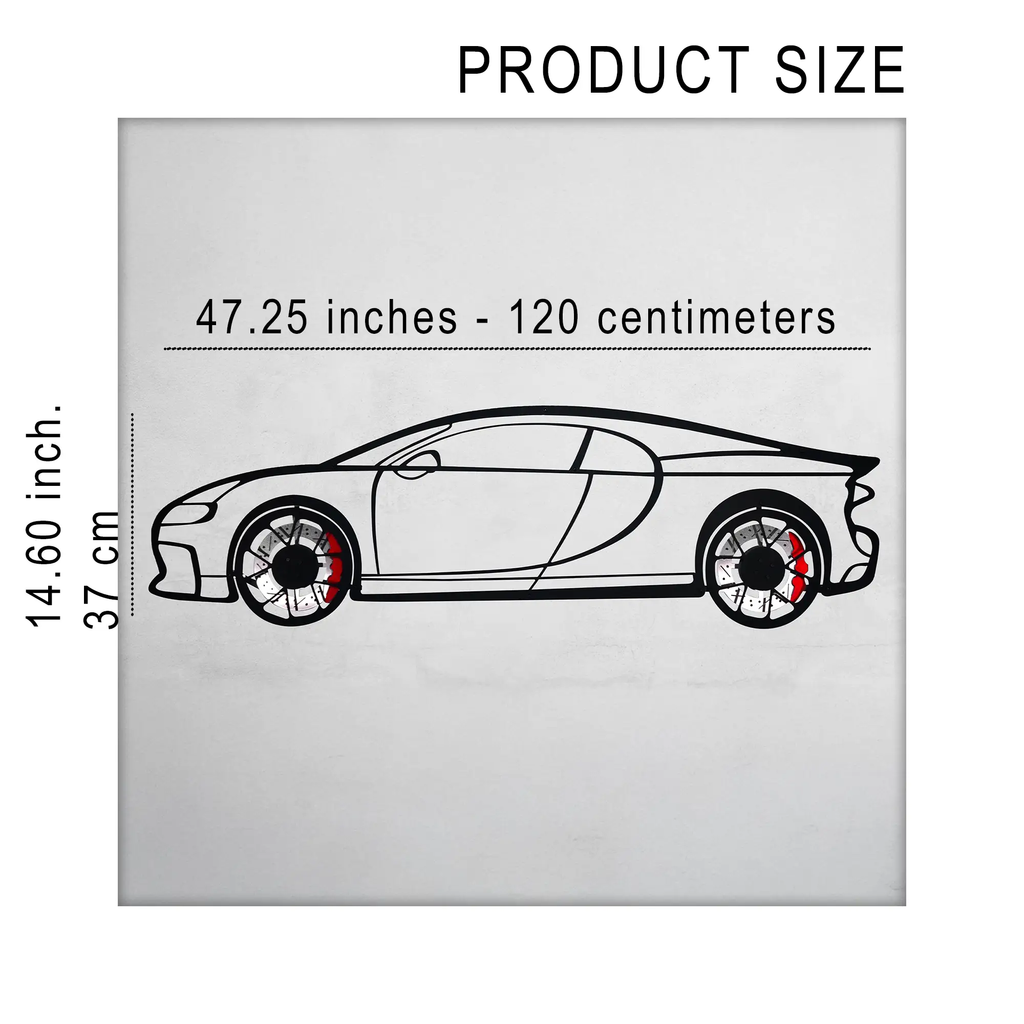 Bugatti Wall Art – Luxury Steel Silhouette with Spinning Wheels-KAFMEKA018 by Enova Art