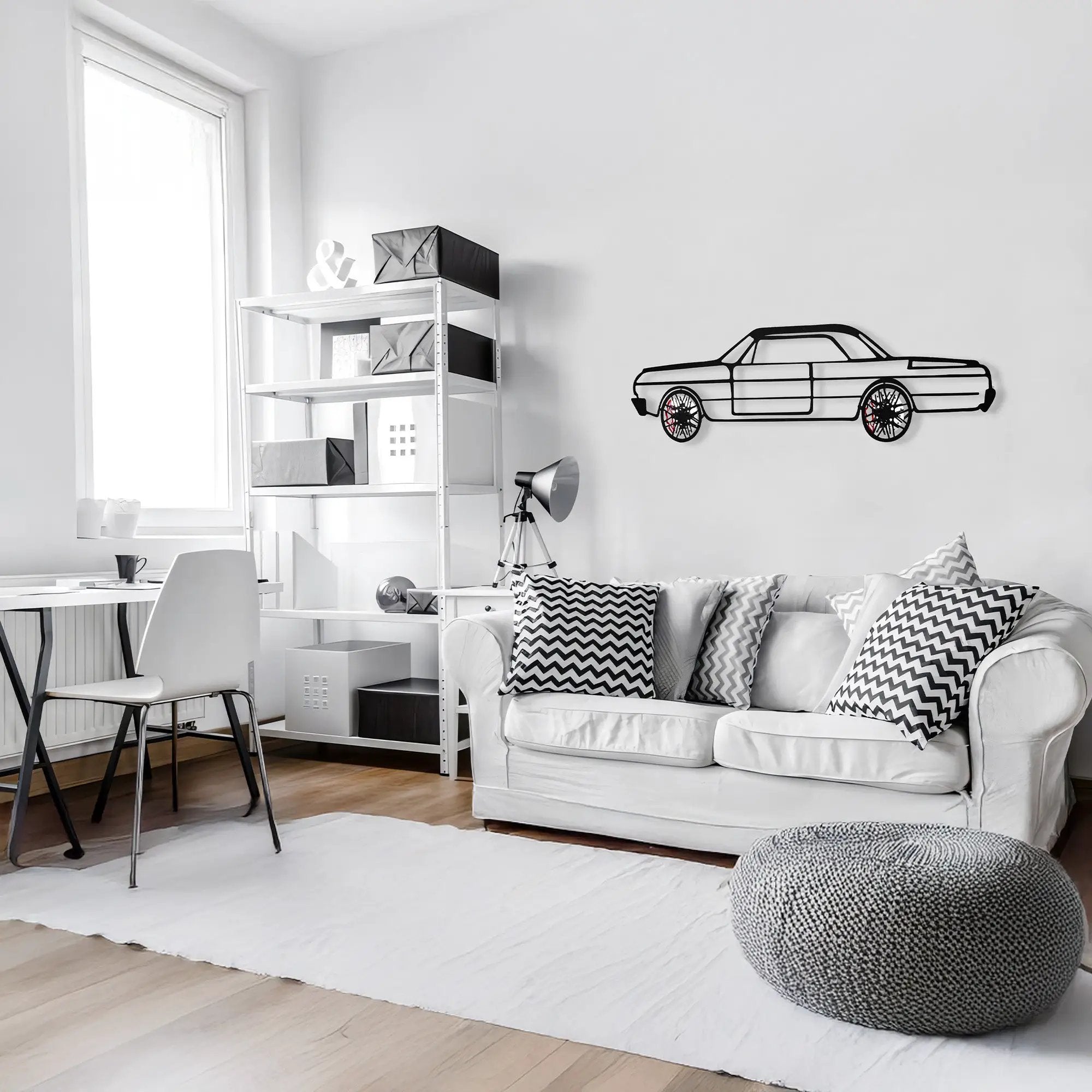 Chevrolet Impala Wall Art – Classic Steel Silhouette with Spinning Wheels-KAFMEKA019 by Enova Art
