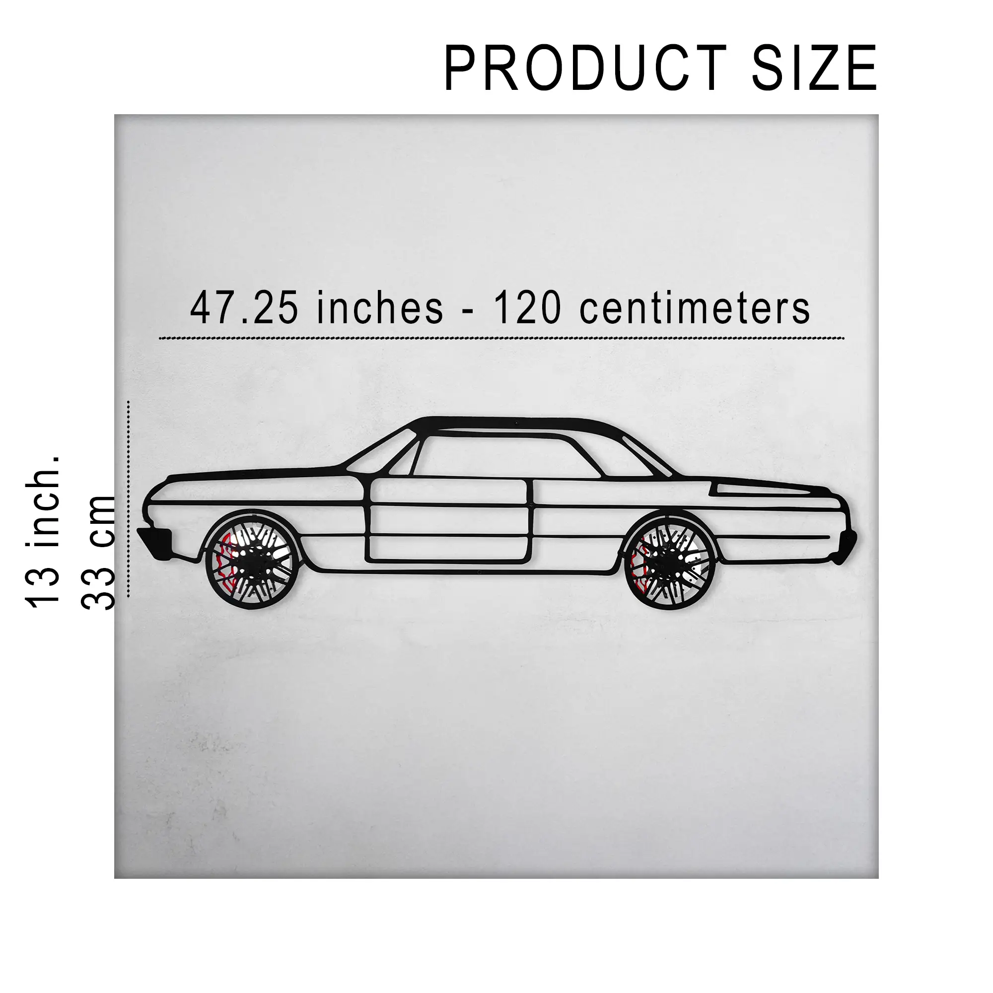 Chevrolet Impala Wall Art – Classic Steel Silhouette with Spinning Wheels-KAFMEKA019 by Enova Art