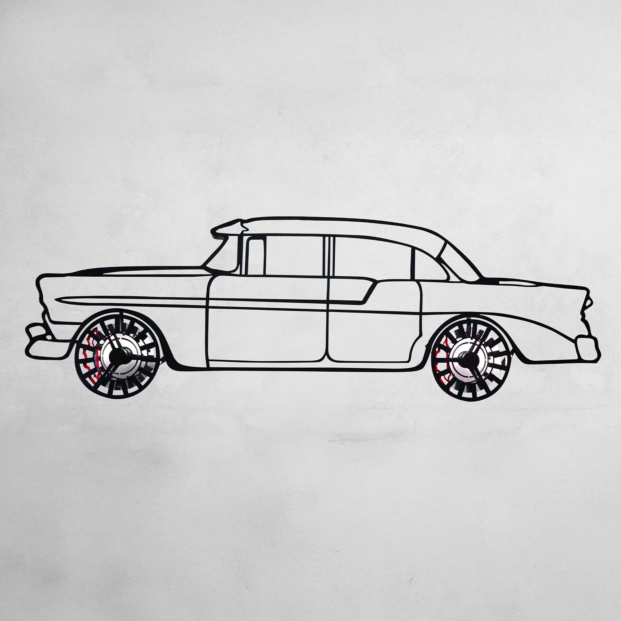 1956 Chevrolet Bel Air Wall Art – Classic Steel Silhouette with Spinning Wheels-KAFMEKA020 by Enova Art