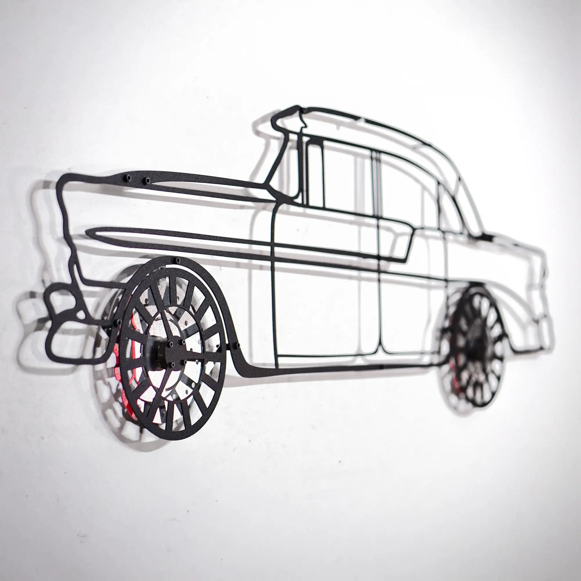 1956 Chevrolet Bel Air Wall Art – Classic Steel Silhouette with Spinning Wheels-KAFMEKA020 by Enova Art