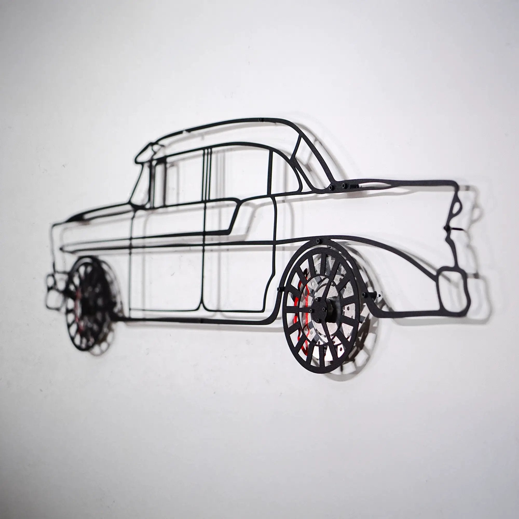 1956 Chevrolet Bel Air Wall Art – Classic Steel Silhouette with Spinning Wheels-KAFMEKA020 by Enova Art