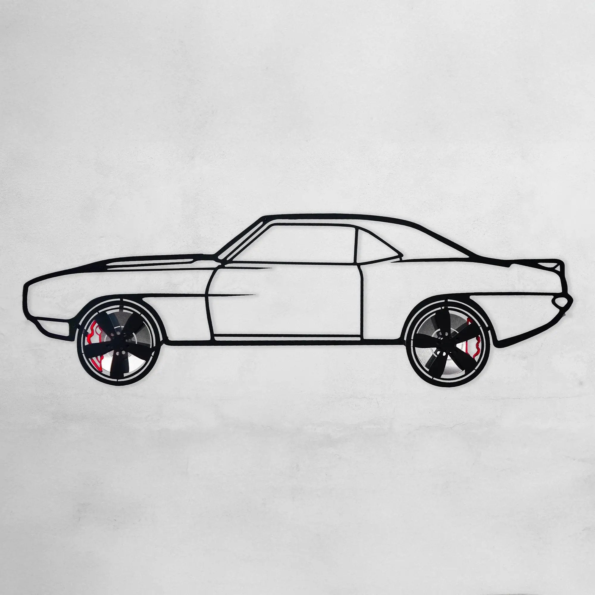 1969 Chevrolet Camaro Wall Art – Classic Steel Silhouette with Spinning Wheels-KAFMEKA021 by Enova Art