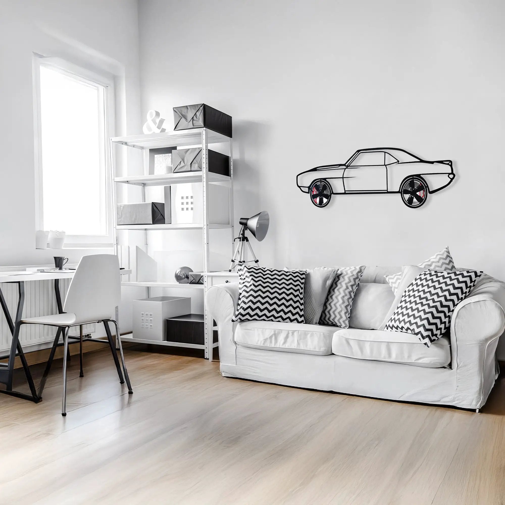 1969 Chevrolet Camaro Wall Art – Classic Steel Silhouette with Spinning Wheels-KAFMEKA021 by Enova Art