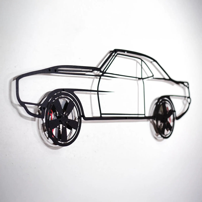1969 Chevrolet Camaro Wall Art – Classic Steel Silhouette with Spinning Wheels-KAFMEKA021 by Enova Art