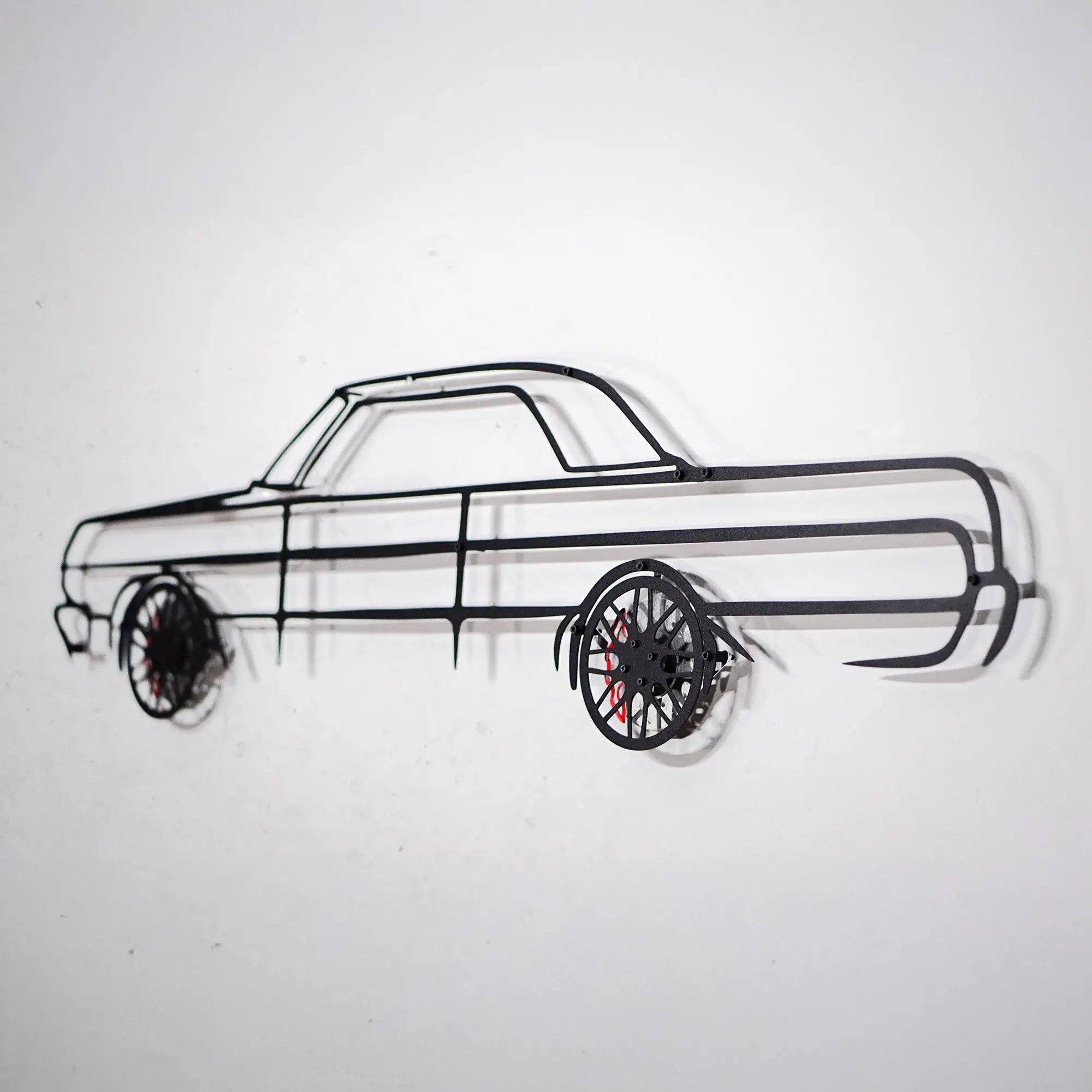 1964 Chevrolet Impala Wall Art – Classic Steel Silhouette with Spinning Wheels-KAFMEKA022 by Enova Art