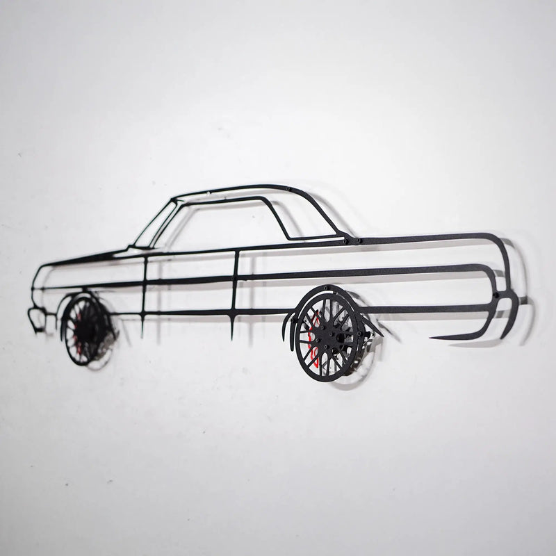 1964 Chevrolet Impala Wall Art – Classic Steel Silhouette with Spinning Wheels-KAFMEKA022 by Enova Art