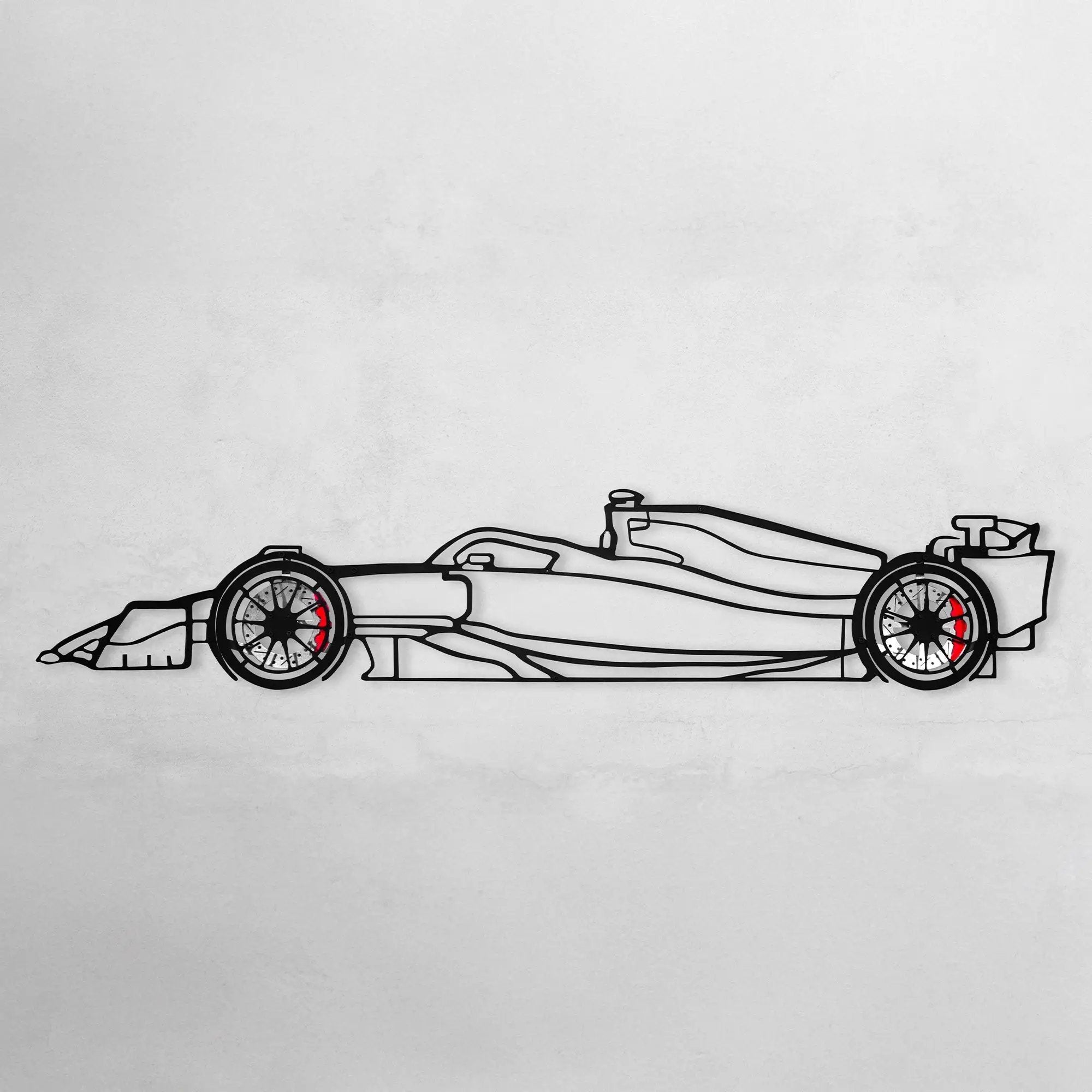 Formula 1 Wall Art – Steel Silhouette Racing Car with Spinning Wheels-KAFMEKA023 by Enova Art