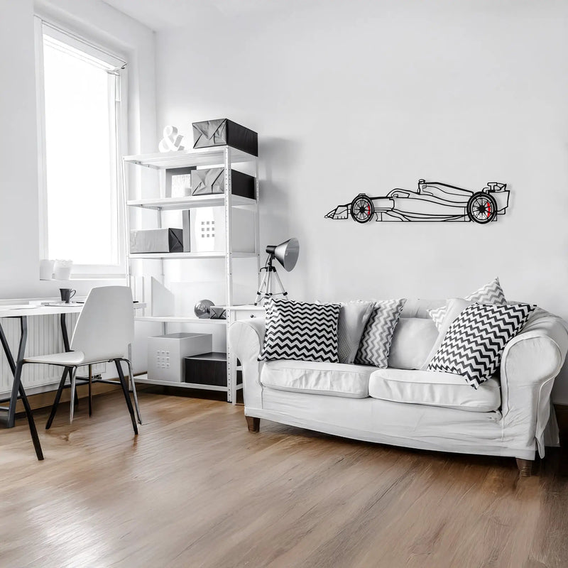 Formula 1 Wall Art – Steel Silhouette Racing Car with Spinning Wheels-KAFMEKA023 by Enova Art