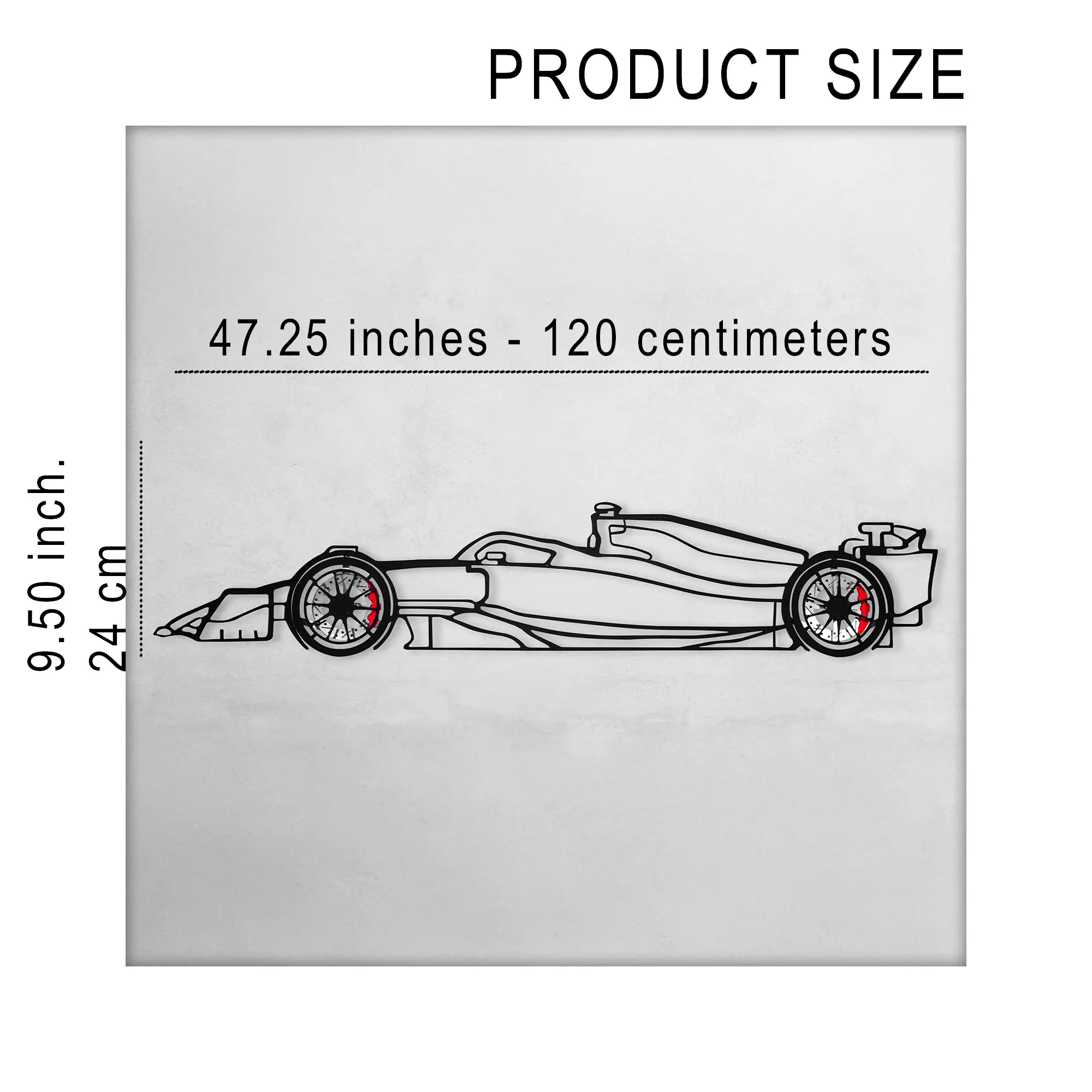 Formula 1 Wall Art – Steel Silhouette Racing Car with Spinning Wheels-KAFMEKA023 by Enova Art