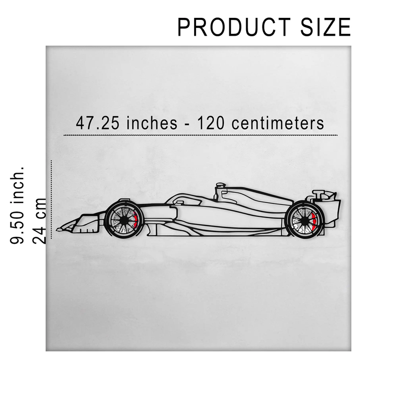 Formula 1 Wall Art – Steel Silhouette Racing Car with Spinning Wheels-KAFMEKA023 by Enova Art