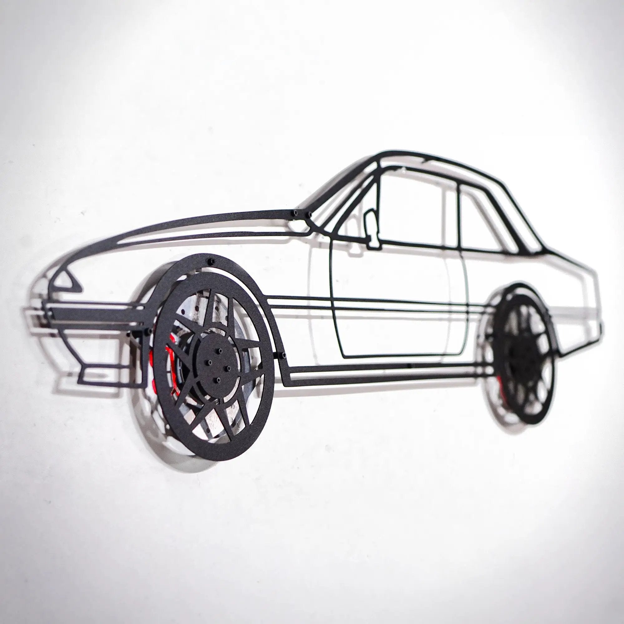 1985 Ferrari 400i Wall Art – Classic Steel Silhouette with Spinning Wheels-KAFMEKA024 by Enova Art