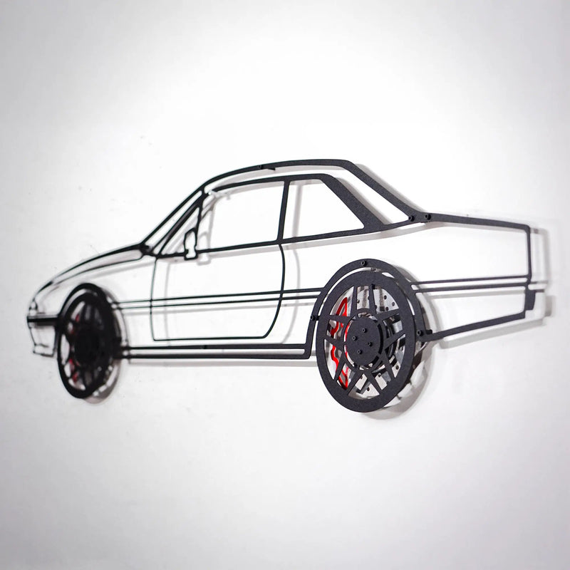 1985 Ferrari 400i Wall Art – Classic Steel Silhouette with Spinning Wheels-KAFMEKA024 by Enova Art