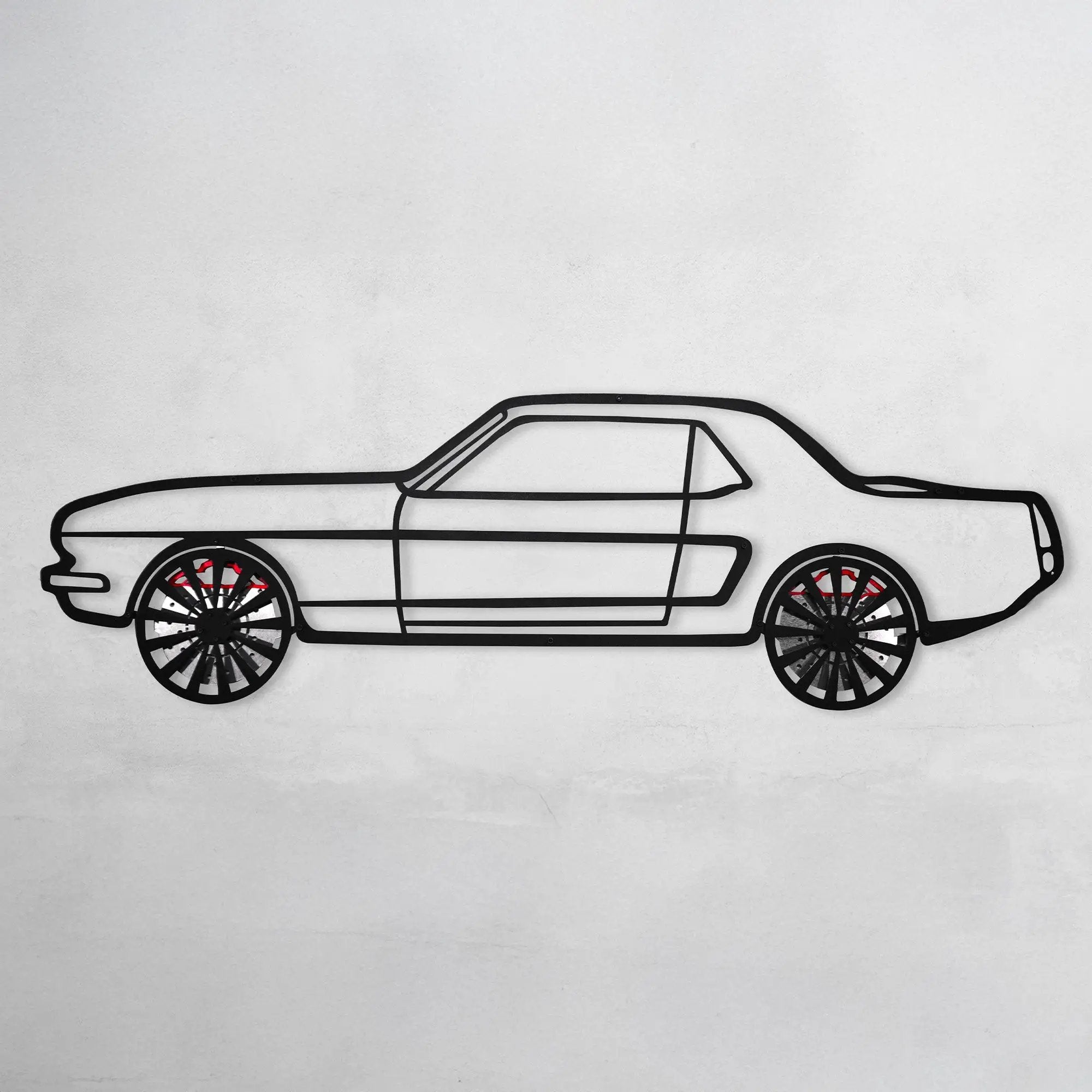 1964 Ford Mustang Wall Art – Classic Steel Silhouette with Spinning Wheels-KAFMEKA025 by Enova Art