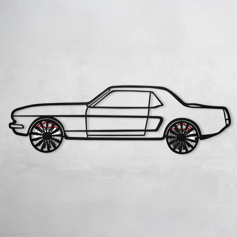 1964 Ford Mustang Wall Art – Classic Steel Silhouette with Spinning Wheels-KAFMEKA025 by Enova Art