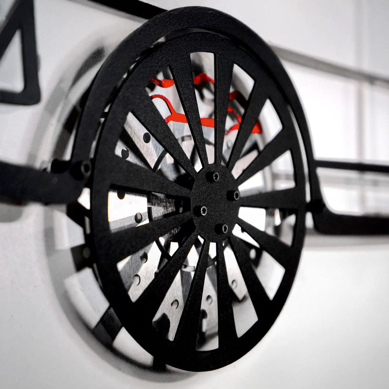 1964 Ford Mustang Wall Art – Classic Steel Silhouette with Spinning Wheels-KAFMEKA025 by Enova Art