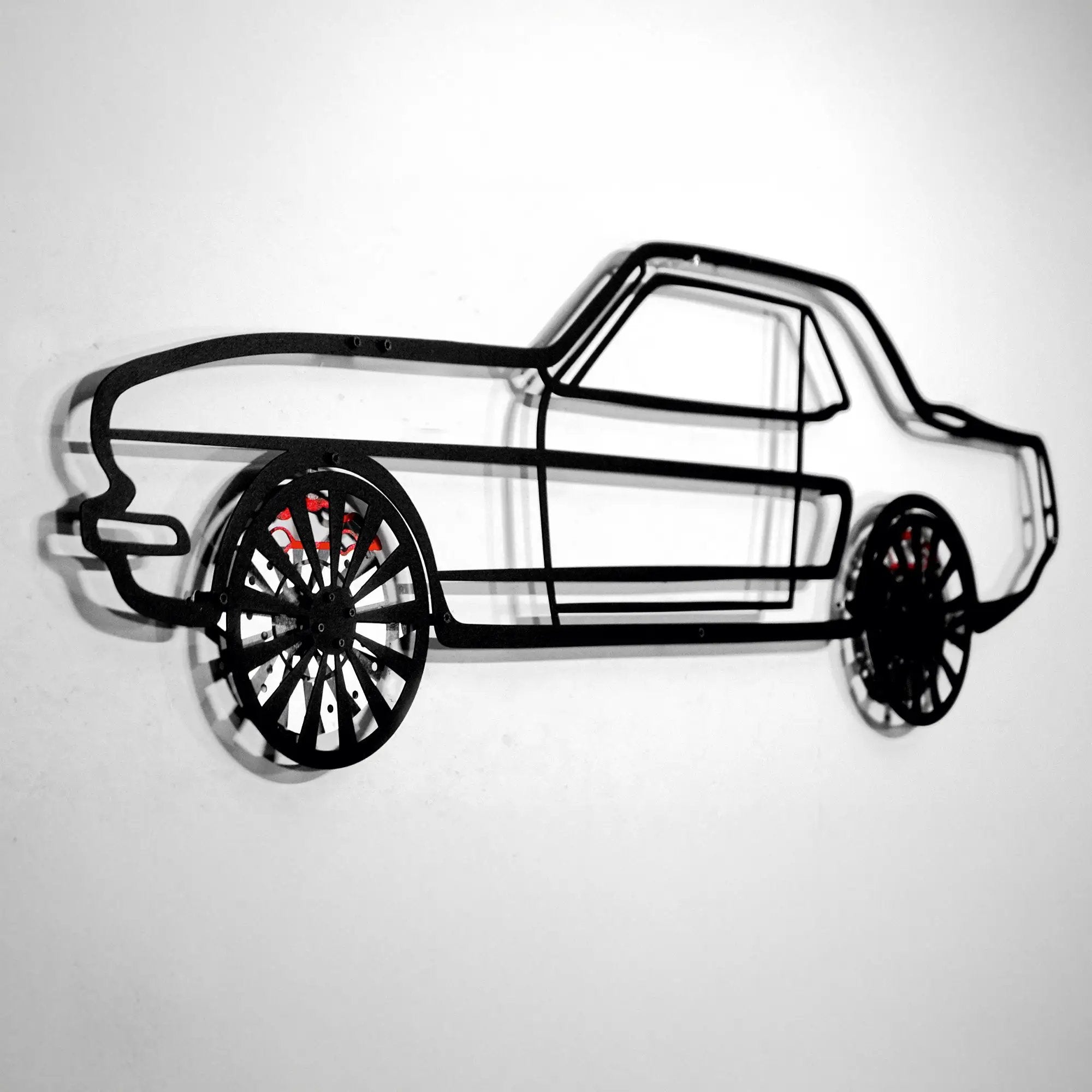 1964 Ford Mustang Wall Art – Classic Steel Silhouette with Spinning Wheels-KAFMEKA025 by Enova Art