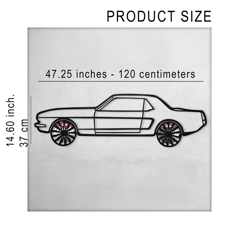 1964 Ford Mustang Wall Art – Classic Steel Silhouette with Spinning Wheels-KAFMEKA025 by Enova Art