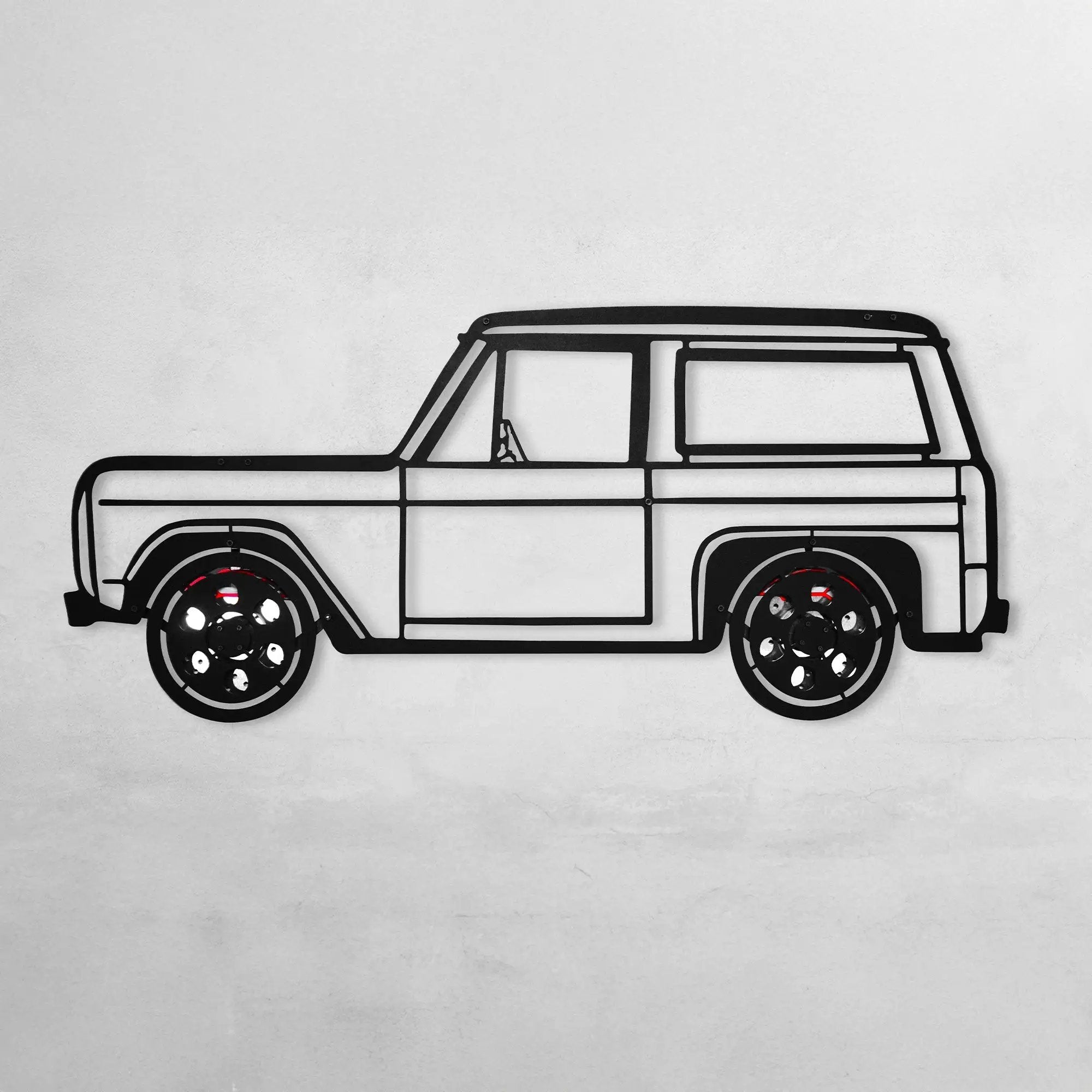 1972 Ford Bronco Wall Art – Classic 4x4 Steel Silhouette with Spinning Wheels-KAFMEKA026 by Enova Art